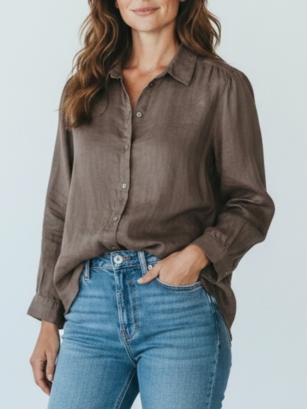 J. Jill Women’s Button Front 100% Linen Brown Shirt XL Tall